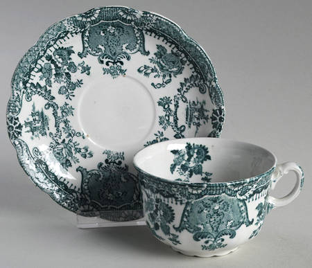 Raleigh Green (No Gold Accent) Flat Cup & Saucer Set
