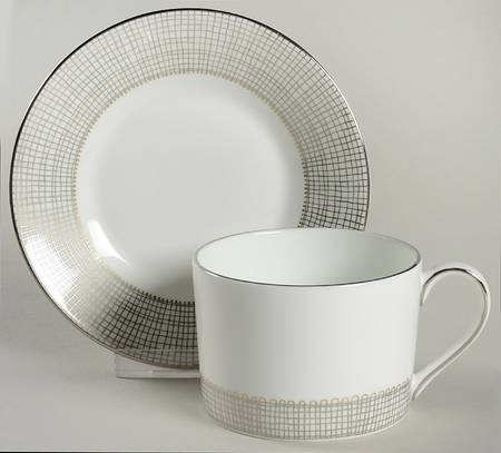 Gilded Weave Platinum Flat Cup & Saucer Set