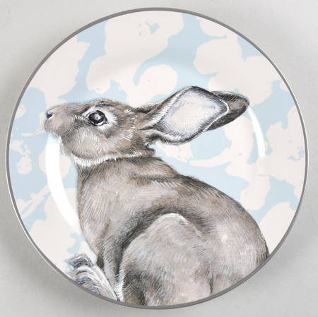 Damask Easter Bunny Salad Plate