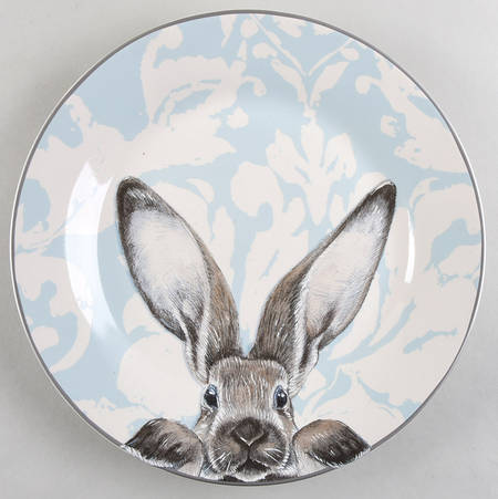 Damask Easter Bunny Dinner Plate
