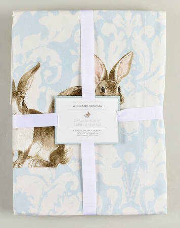 Damask Easter Bunny 70" X 120" Rectangular Tablecloth