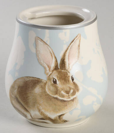 Damask Easter Bunny Sugar Bowl No Lid