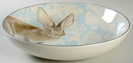 Damask Easter Bunny 12" Round Serving Bowl