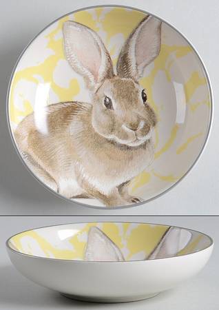 Damask Easter Bunny Individual Dip Dish