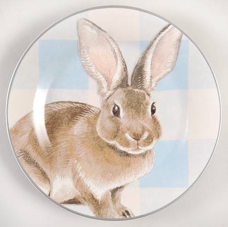 Damask Easter Bunny Salad Plate