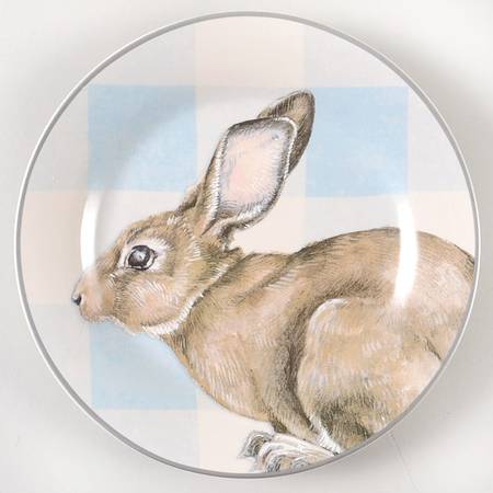 Damask Easter Bunny Salad Plate