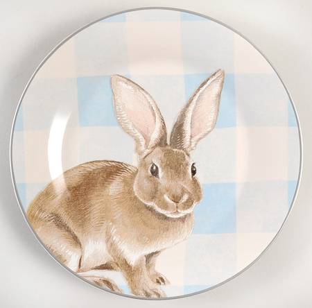 Damask Easter Bunny Dinner Plate