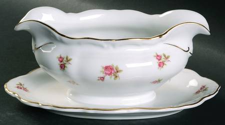 Chintz Gravy Boat with Attached Underplate