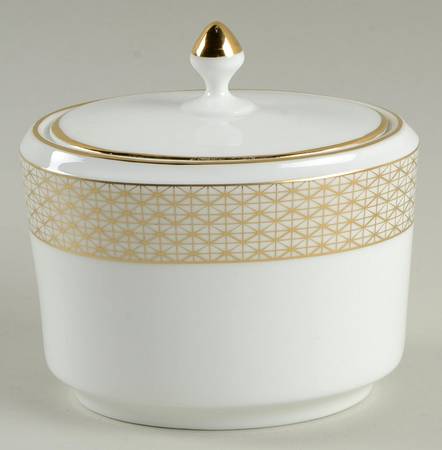 Lismore Diamond Cinnabar Sugar Bowl & Lid