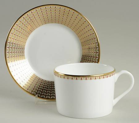Lismore Diamond Cinnabar Flat Cup & Saucer Set
