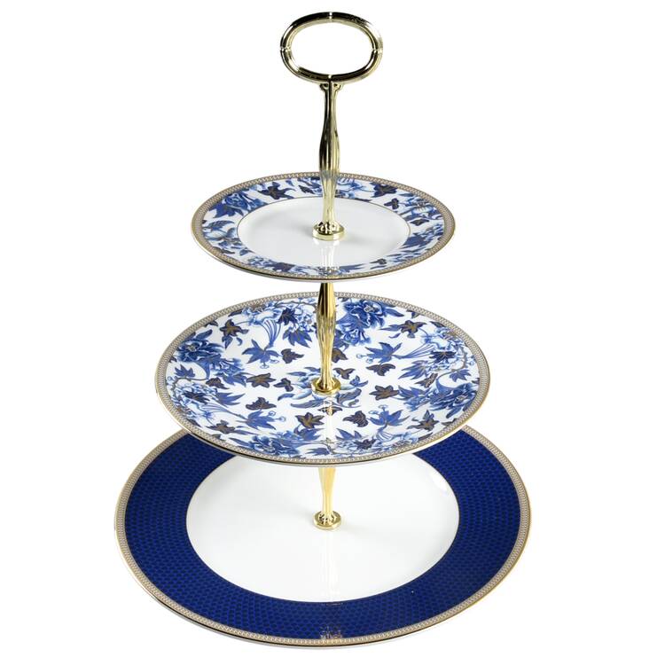 Hibiscus 13 7/8"-14 1/4" 3-Tiered Serving Tray(DP,SP,BB) HC