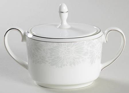 Vera Chantilly Lace Gray Sugar Bowl & Lid