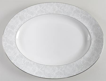 Vera Chantilly Lace Gray 14" Oval Serving Platter