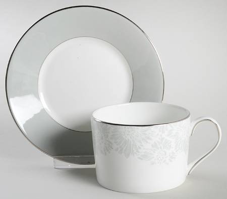 Vera Chantilly Lace Gray Flat Cup & Saucer Set by Wedgwood
