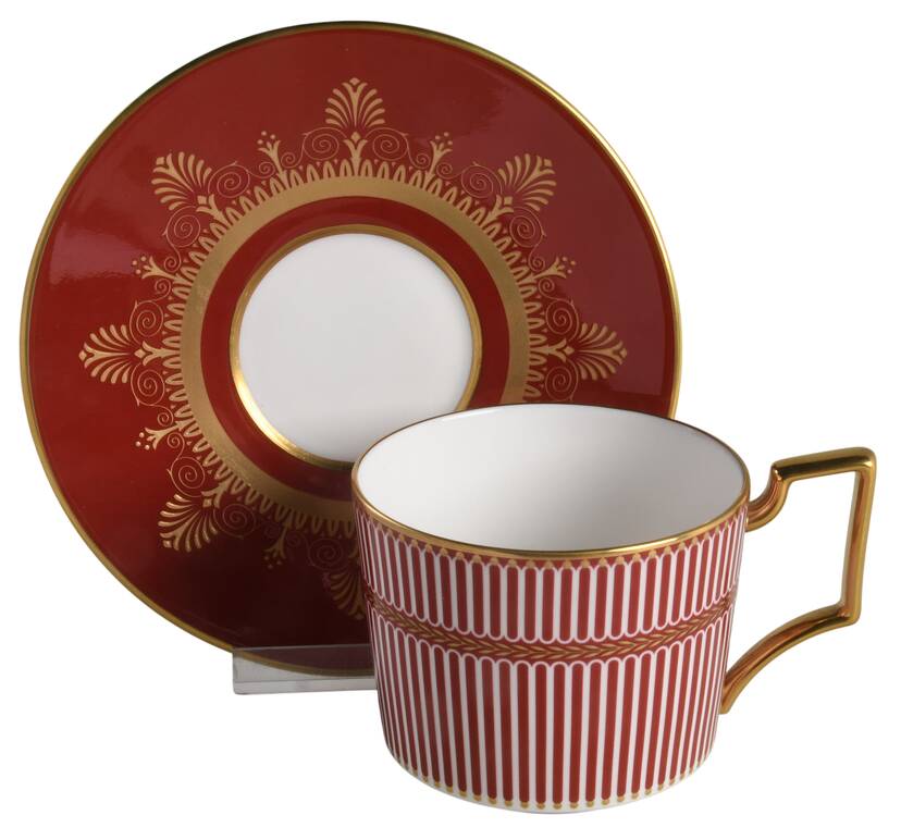 Anthemion Ruby Flat Cup & Saucer Set
