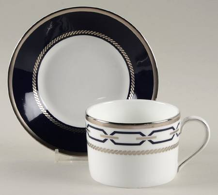 With Love Nouveau Indigo Flat Cup & Saucer Set