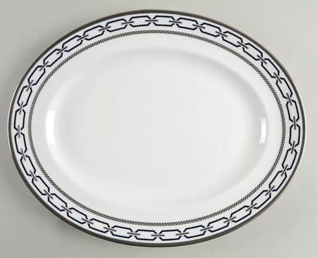 With Love Nouveau Indigo 13" Oval Serving Platter