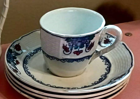 Saxon (Red&Blue) Flat Demitasse Cup & Saucer Set