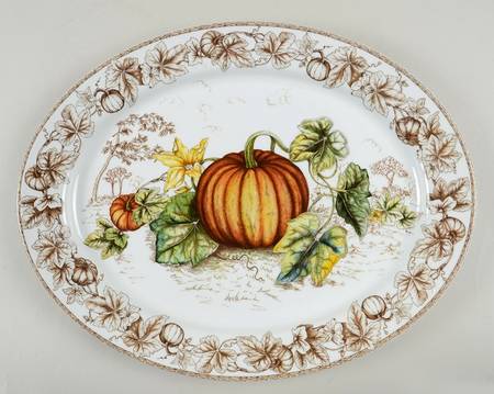 Plymouth Pumpkin 15" Oval Serving Platter