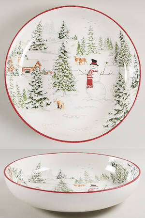 Snowman 12" Round Serving Bowl
