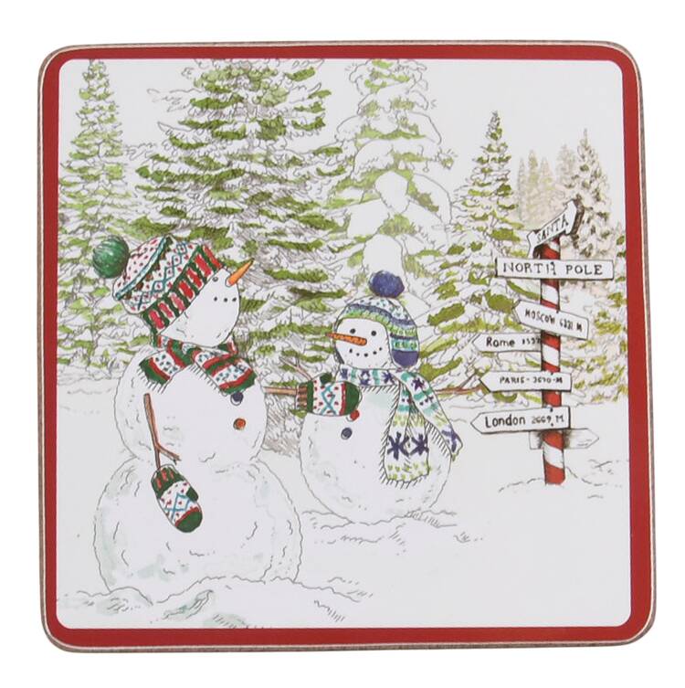 Snowman Square Corkback Coaster