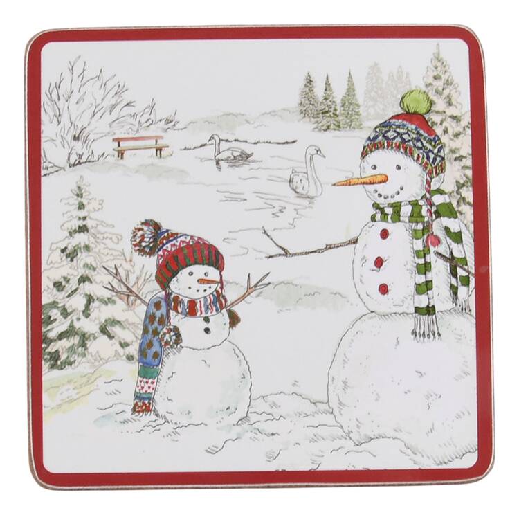 Snowman Square Corkback Coaster