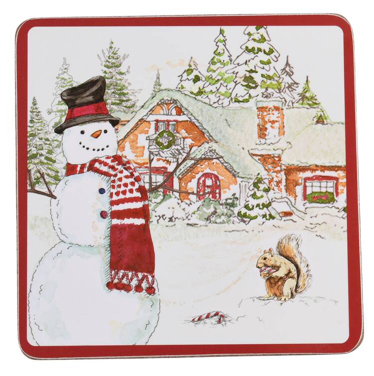 Snowman Square Corkback Coaster