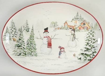 Snowman 17" Oval Serving Platter