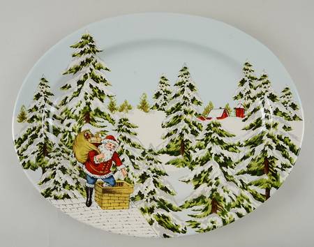 Vintage Holiday 17" Oval Serving Platter