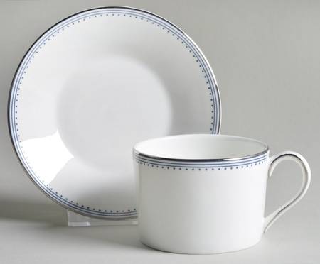 Grosgrain Indigo Flat Cup & Saucer Set
