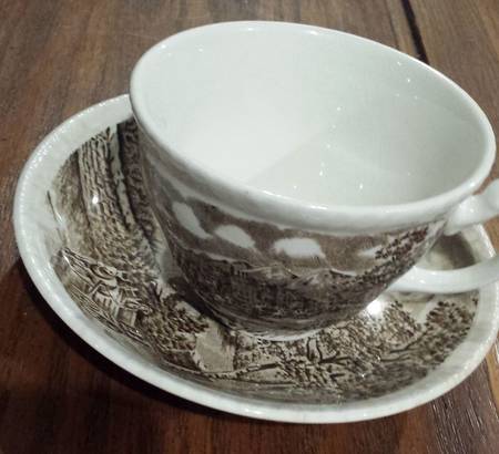 Westmorland Brown Flat Cup & Saucer Set