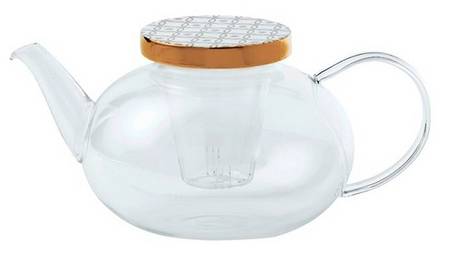 Tea Garden Glassware Teapot & Ceramic Lid w/Infuser