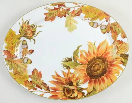 Botanical Sunflower 15" Oval Serving Platter