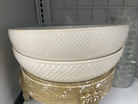 Textured White 12" Round Serving Bowl