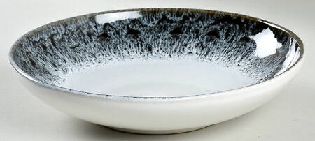 Reactive Glaze Black White 8" Individual Pasta Bowl