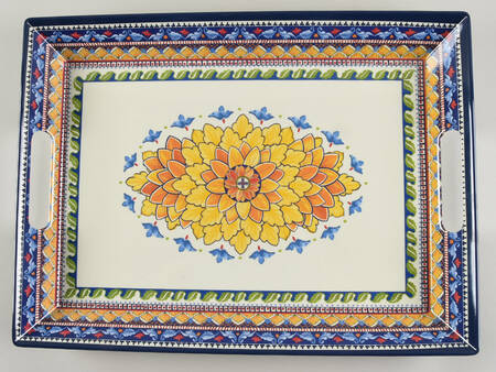 Sicily 19" Rectangular Handled Serving Melamine Tray