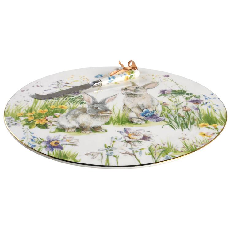 Floral Meadow 2 Piece Cheese Dish and Knife Set