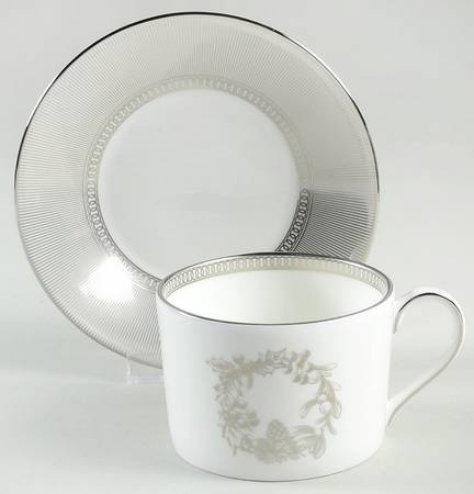 Winter White Flat Cup & Saucer Set