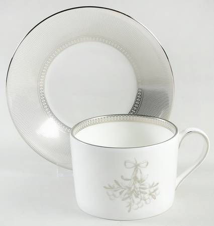 Winter White Flat Cup & Saucer Set
