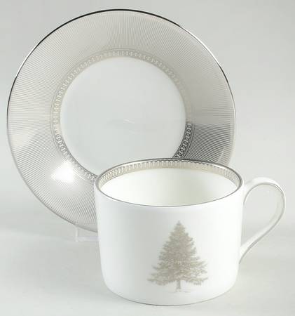 Winter White Flat Cup & Saucer Set
