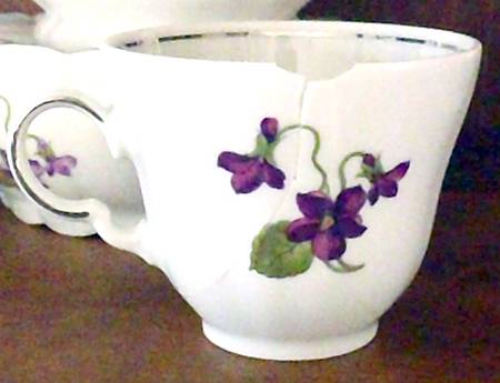 Violet Bouquet (Platinum Trim) Footed Cup