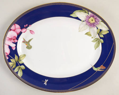 Hummingbird Blue 13" Oval Serving Platter