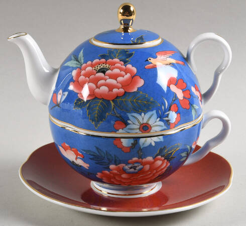 Paeonia Blush Individual Teapot & Lid with Cup & Saucer