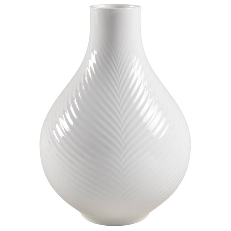 White Folia 9" Bulbous Vase