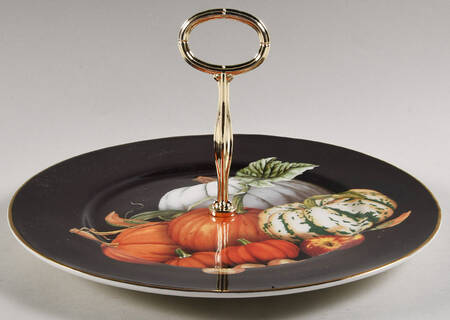 Harvest Pumpkin Round Serving Plate with Center Handle (Dp) Hc