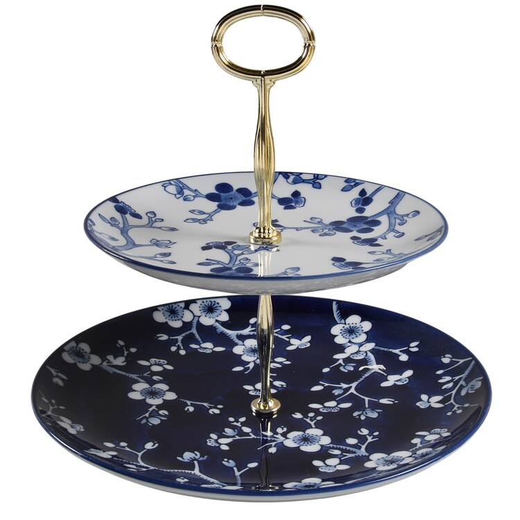 Japanese Garden 6 5/8"-10"  2 Tiered Serving Tray (Dp, Sp) HC