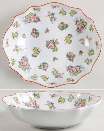 Famille Rose 10" Oval Serving Salad Bowl
