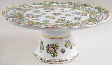 Famille Rose 12" Diameter Pedestal Cake Stand