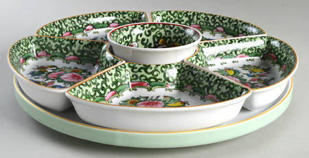Famille Rose (7 Pc) Lazy Susan (5 Sides, 1 Center, 1 Round Tray