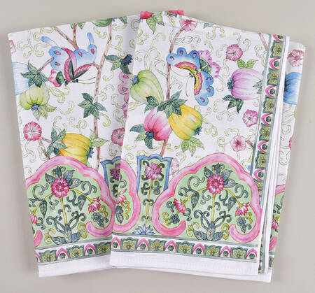 Famille Rose Cloth Dish Towel - Set of 2
